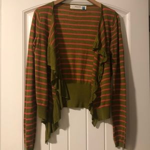 Anthropologie Sparrow ruffle open front cardigan